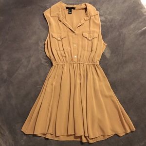 Women’s Caramel Sleeveless Collared Sundress